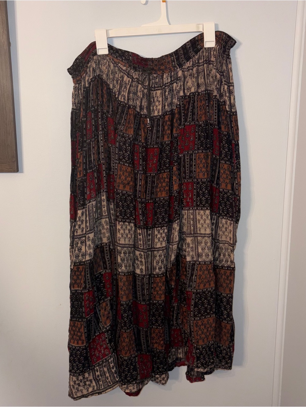 Vintage Short Circuit Crinkle Skirt One Size Drawstring Boho Colorful Patchwork